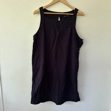For Cynthia Linen Blend Shift Dress Womens XL Navy Lagenlook Coastal Grandma