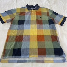 Brooks Brothers Polo Shirt Golf Multi Color Square Original Fit Mens Size Large.