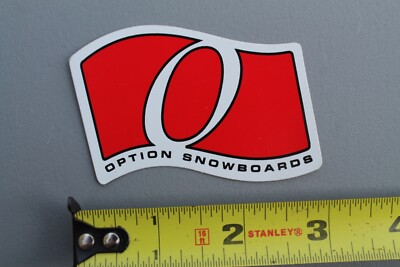 Option Snowboards Mountain Red White Flag OG SNB5A Vintage Snowboarding STICKER