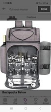 Hap Tim Picnic Basket for 4 Person Picnic Backpack with Wine Holder Fleece ...