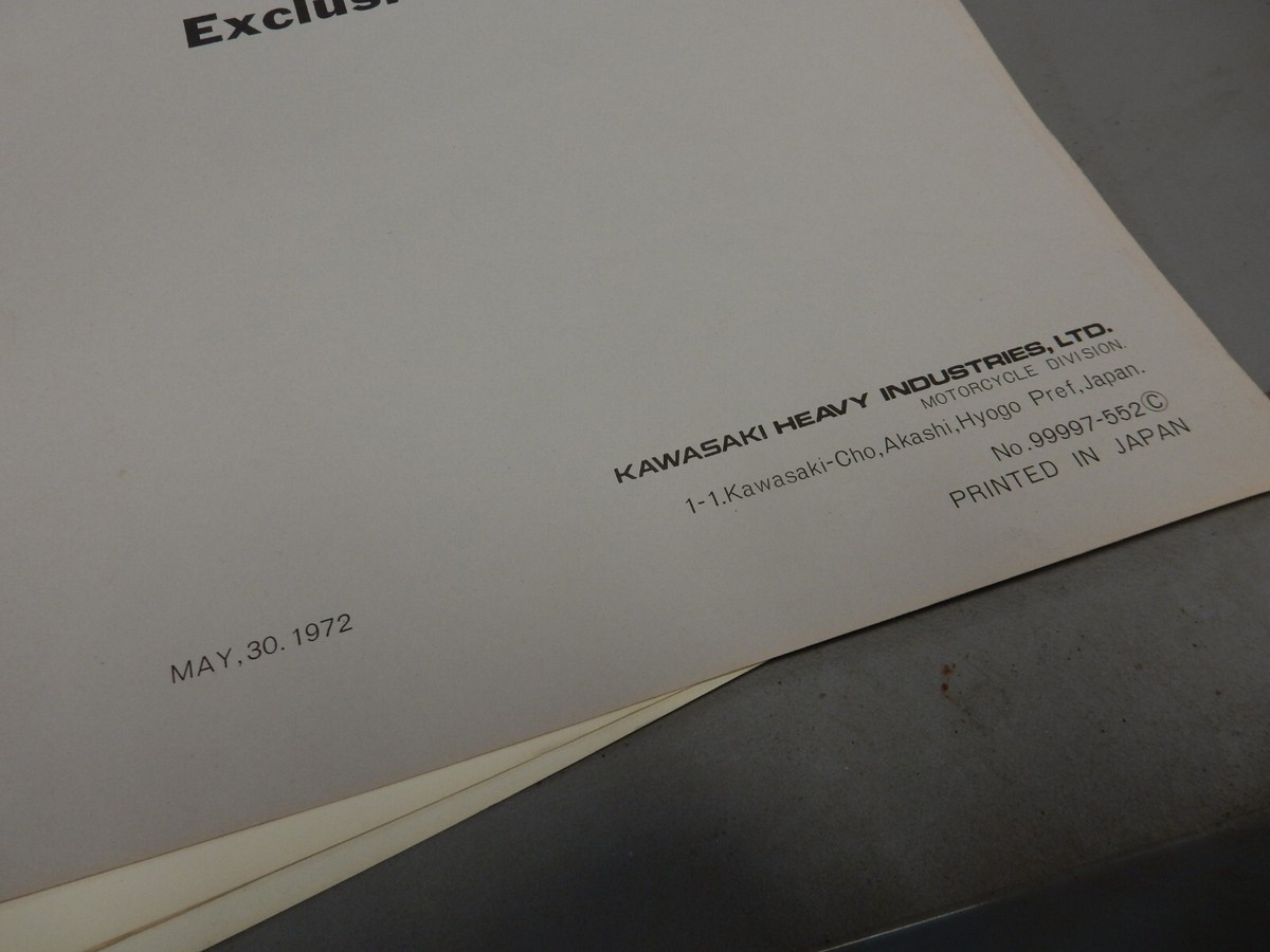 Kawasaki Incomplete Factory Exclusive Parts List 1973 G3SS G3SSC