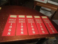 1968 World Series Baseball Ribbon Lot (5) Detroit Tigers vs St Louis Cardinals .