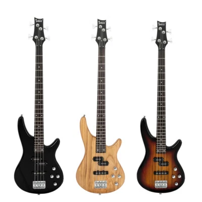 GLARRY 4-String Full Size Electric Bass Guitar with Strap, Wrench Tool,Amp Line and Bag