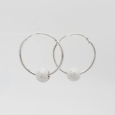 Centered Ball Hoop Earrings .925 Sterling Silver - BS052