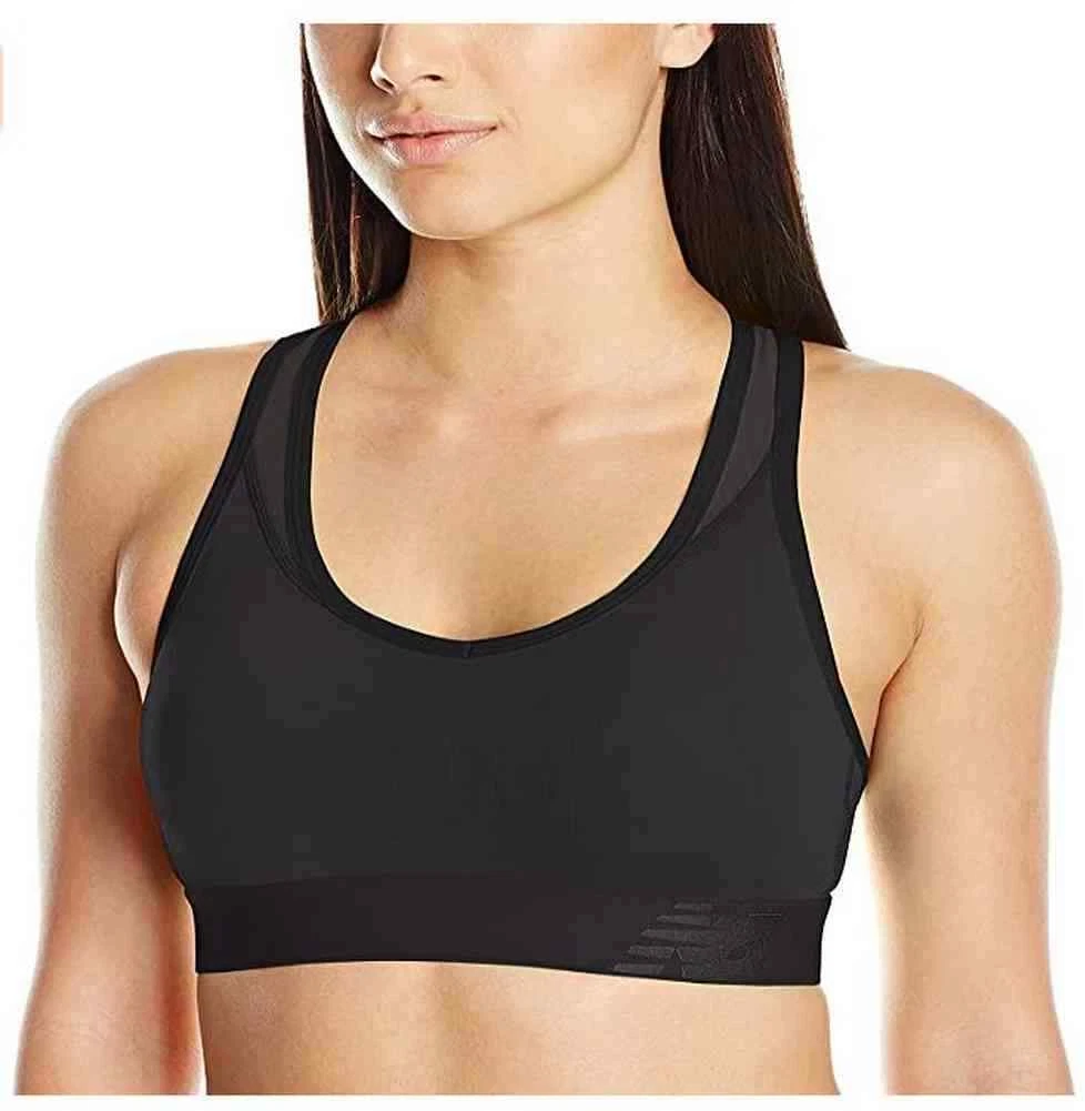 New Balance Women s NB Pace Sports Bra Cutout Racerback Black or White WB71034