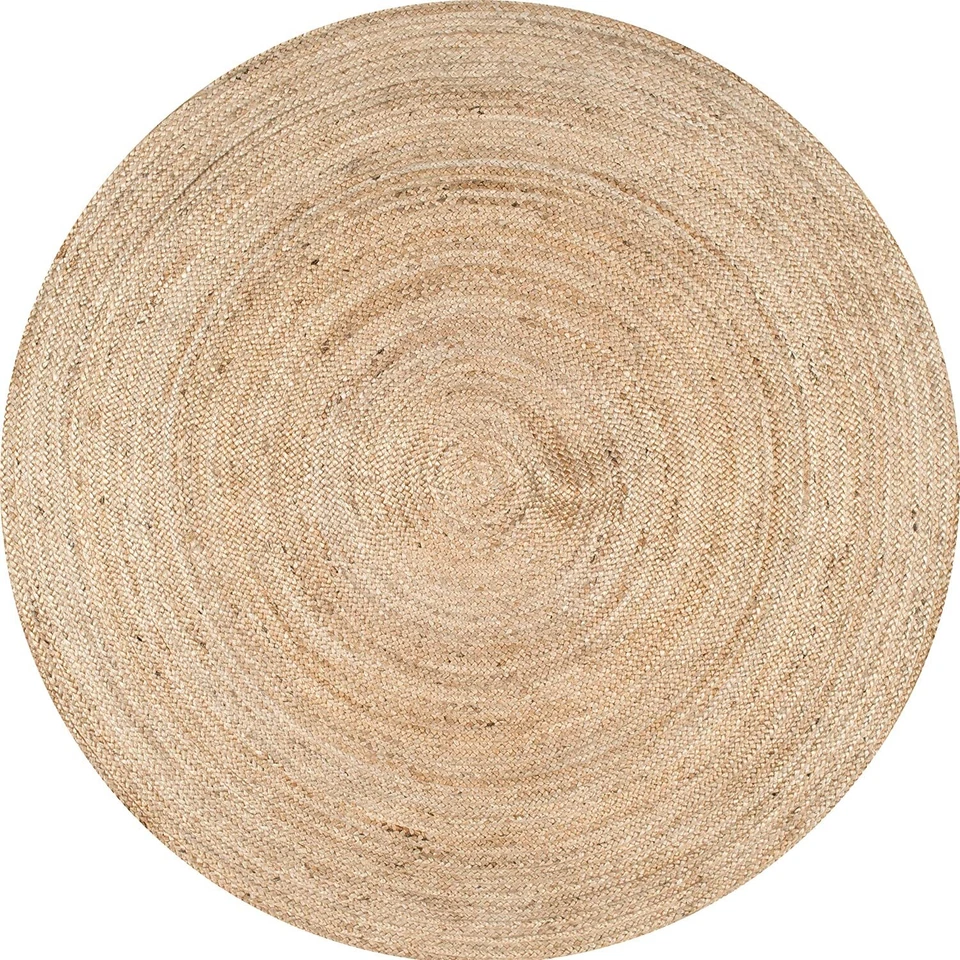 Round Rug Natural Jute Braided Handmade Circle Rug Farmhouse Jute Rug, Beige - Image 2 of 4