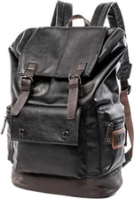 US Large Casual Men's Leather Laptop Backpack Vintage Travel Rucksack College