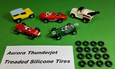 ☆16 Treaded Silicone Tires☆ For Aurora Model Motoring Tjet HO Slot Car Parts