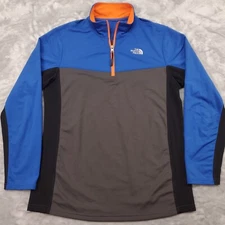 The North Face Vaporwick Boys XL Blue Colorblock Logo 1/4 Zip Sweater Base Layer