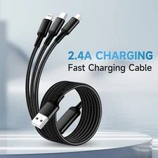 Multi Charger Cable Universal 3 in 1 Multiple Port USB Cable Charging Cord