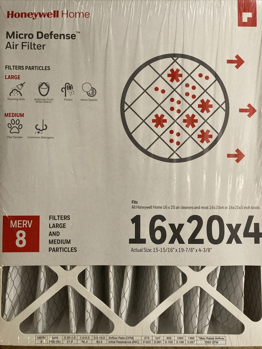 16X20x4 Inch Air Filter Genuine Honeywell Home Micro Defense MERV 8 FPR 7