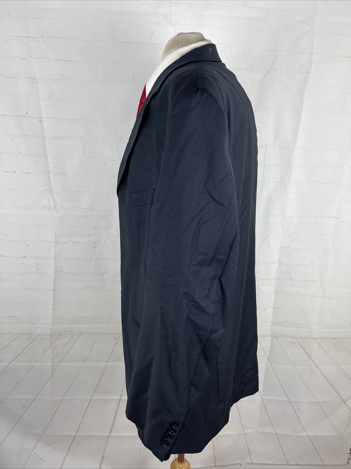 Jack Victor Men's Navy Blue Plaid Wool Blazer 48L $1,698 - Image 4 of 4