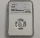 1960 NGC PF68 90% Proof Silver Roosevelt Dime 10c White Label