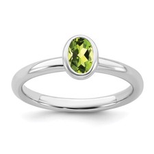 Sterling Silver Stackable Expressions Oval Peridot Ring