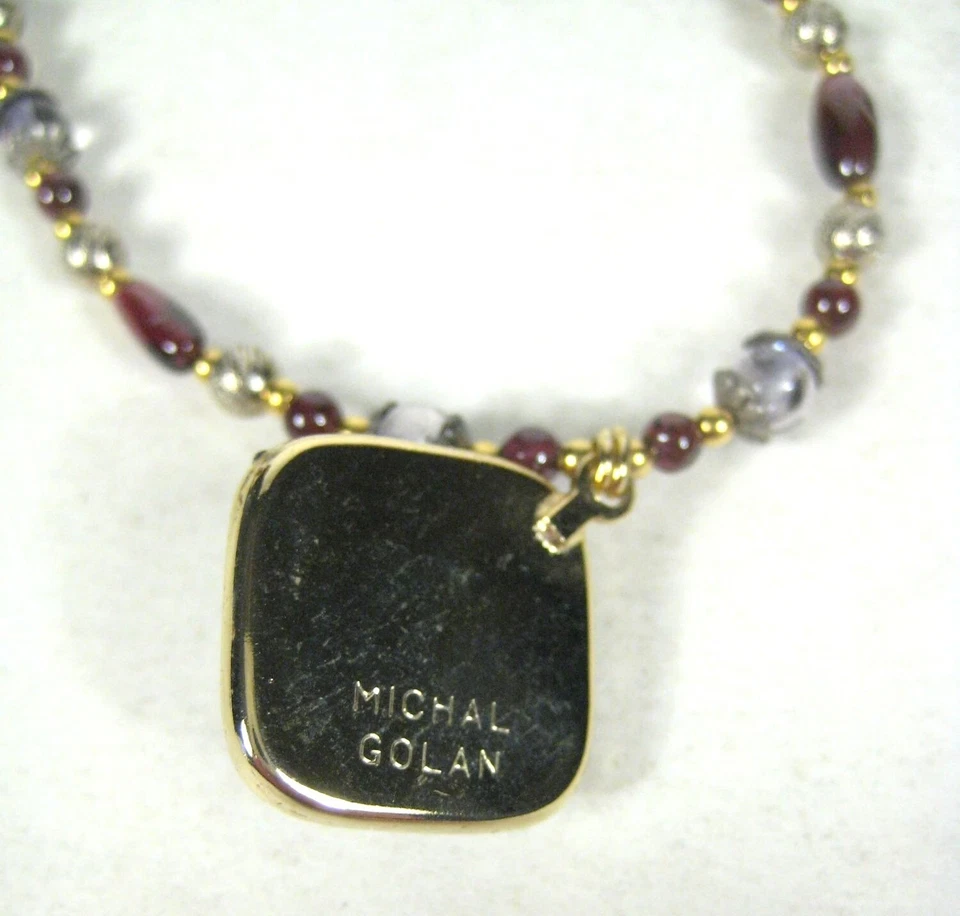 Gargantilla colgante cuadrada amatista de 15 pulgadas Michael Golan enchapada en oro de 24 quilates Foto 4 de 4