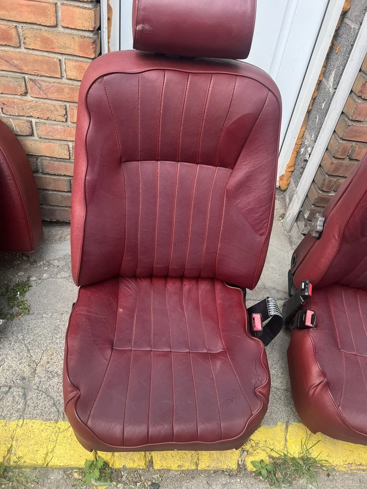 Jaguar XJ6 1989-1994 JUEGO COMPLETO GENUINO DE ASIENTOS DELANTEROS Y TRASEROS DE CUERO ROJO OEM Foto 3 de 4