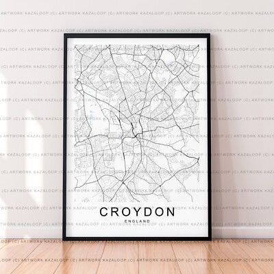 Modern Poster Print Croydon Map Art Unframed Croydon South London Design