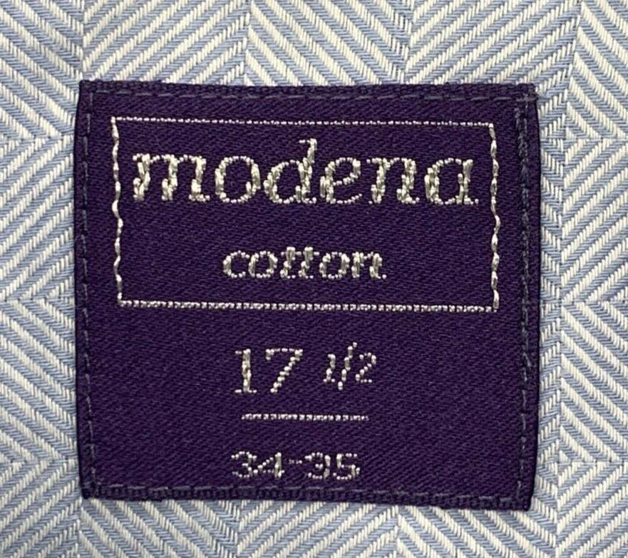 Camisa de Vestir Módena Para Hombres 17 1/2 34-35 Azul Barril Puño Mangas Carrera Iglesia Foto 3 de 4