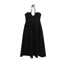 NEW Oak and Fort Halter Neck Midi Dress Womens Size Small S Black Smocked