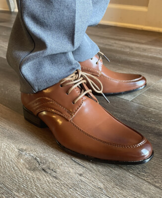 boys dress shoes brown NIB Oxford Size 1 Versatile Styling