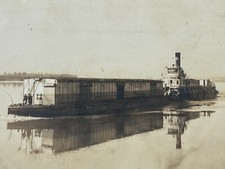 8x10 Cabinet Card photo STEAMBOAT TOWBOAT pushing EPSILON Barge Kansas City