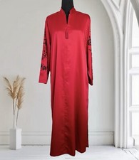 Cabernet Women  s S Long Robe Red Satin Housecoat Loungewear Zip Up With Pockets