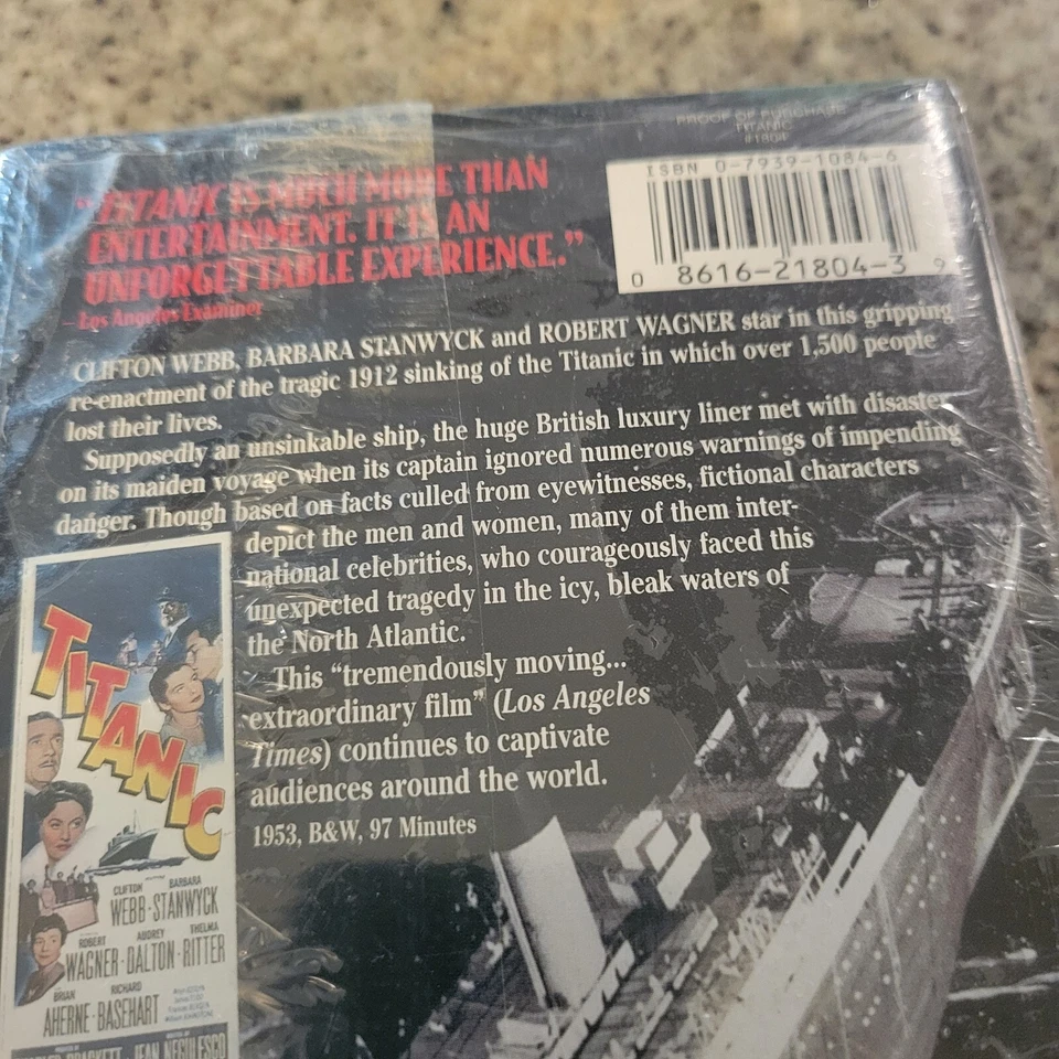 Titanic 1953 VHS Tape Barbara Stanwyck NEW SEALED Original Movie  - Image 3 of 4