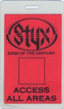 STYX 1990 TOUR LAMINATED BACKSTAGE PASS All Access