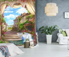 3D House Path ZHUA15089 Wallpaper Wall Murals Removable Self-adhesive Amy
