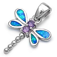 Dragonfly Australian Opal & Amethyst .925 Sterling Silver Pendant Free Ship on sale Dragonfly Australian Opal & Amethyst .925 Sterling Silver Pendant Free Ship on sale
