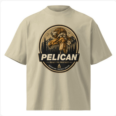Pelican Built to Protect Beige Graphic Crew Neck T-Shirt
