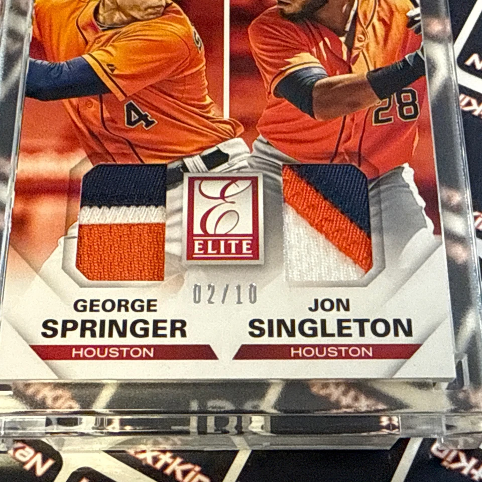 2015 Panini Elite BACK 2 BACK Dual Jersey /10 #3 George Springer & Jon Singleton - Image 2 of 3