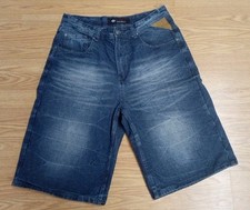 Vintage Y2K Enyce Lightning Bolt Honeycomb Pattern Baggy Blue Jean Jorts sz. 36