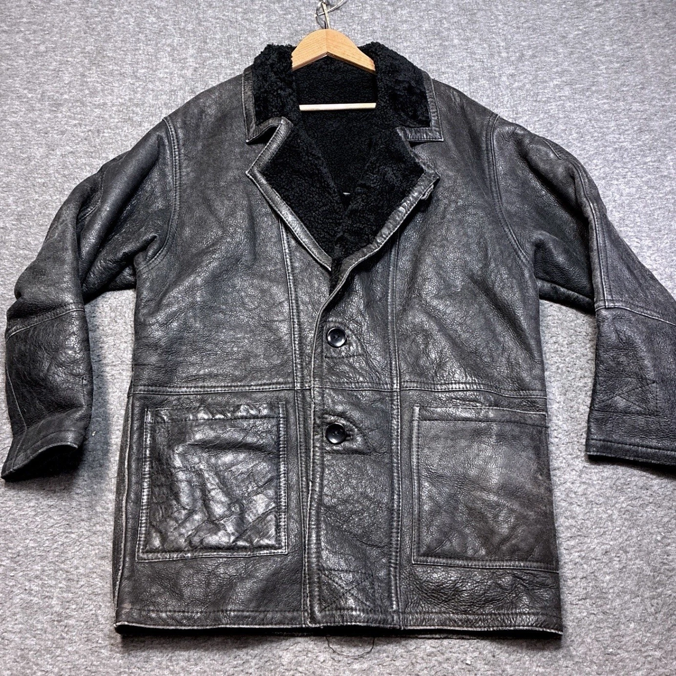 Vintage Calafate Shearling Jacket Men Medium Argentina Button Down 80s Western image 1