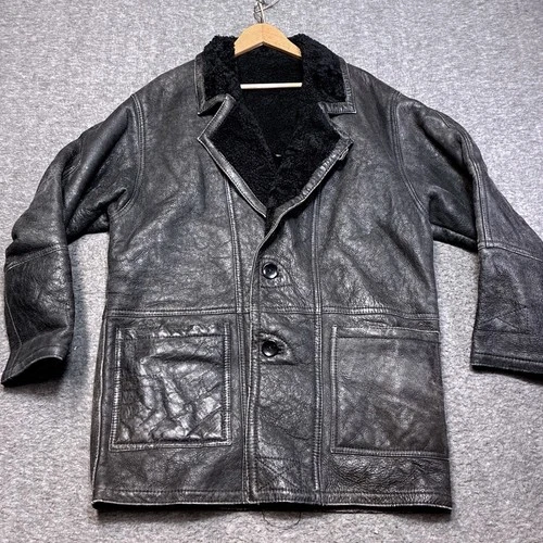 Vintage Calafate Shearling Jacket Men Medium Argentina Button Down 80s Western video thumbnail