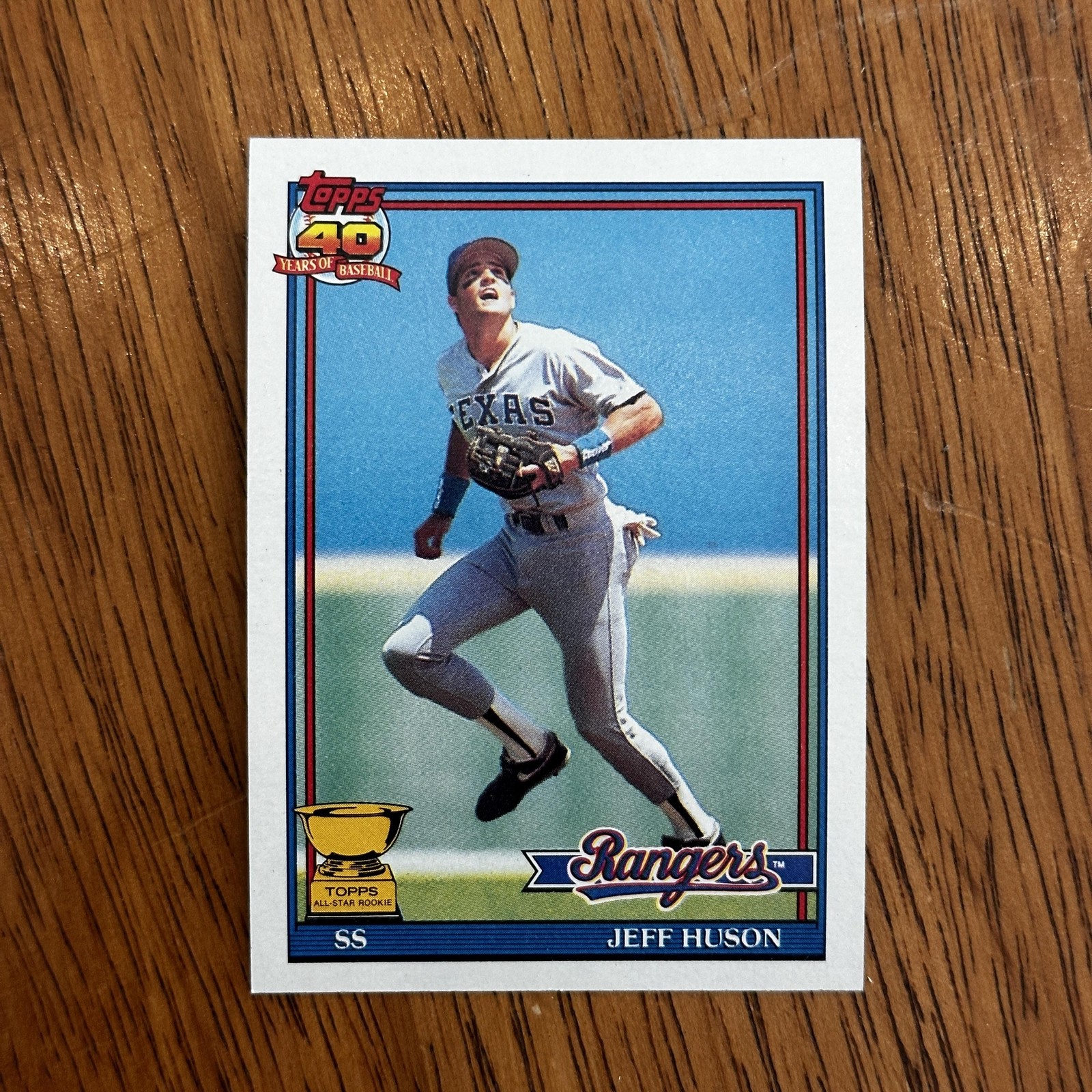 1991 Topps Jeff Huson Card #756 VG Base Set Texas Rangers MLB Baseball SS