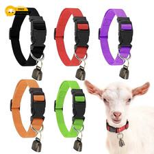 Goat Collars with Bells, Adjustable Nylon Collar Set, Horse Sheep Cow Grazing...