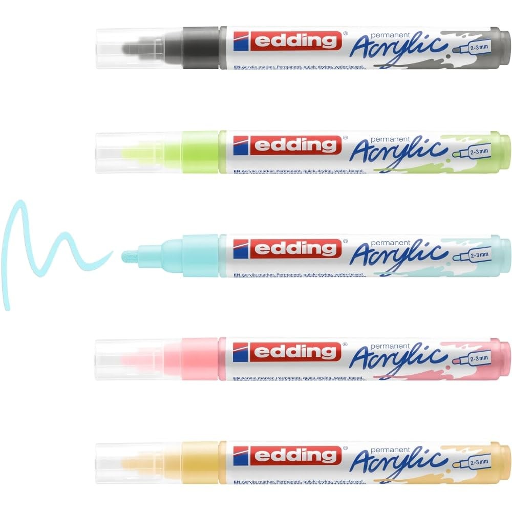 акриловый маркер edding 5100 - желтый синий зеленый розовый серый - акриловые маркеры для рисования 5590₽