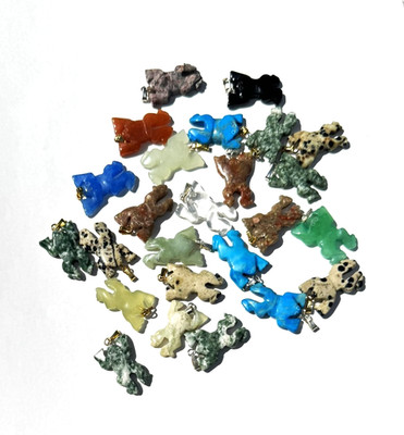 Wholesale Lot 25  Assorted Hand Made Frog Stones Pendants 1  inch long