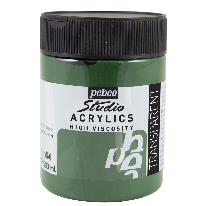 Peinture acrylique Vert de Hooker Pébéo Studio pot 500ml beaux-arts