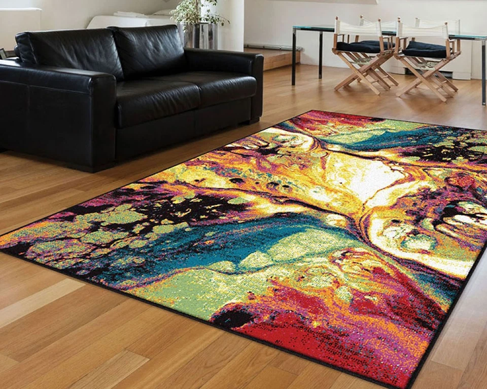 2x7 Multi-Color Blots Leaks Waves Abstract Runner SMP1004 - Aprx 2' 7" x 7' 3" - Image 2 of 3