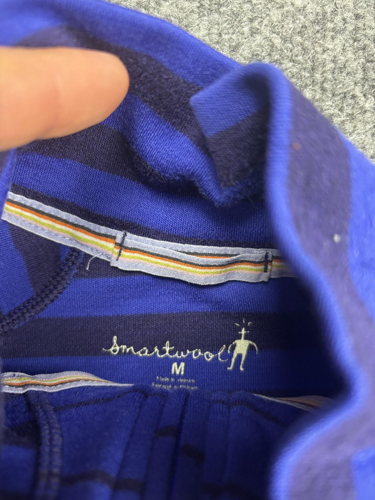 Smartwool Pullover Womens Medium Blue Striped 1/4… - image 3