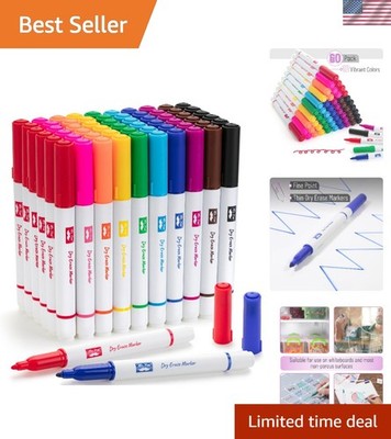 Child-Friendly 60-Count Fine Tip Dry Erase Markers - Bright Assorted Colors