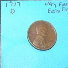 1917 D   WHEAT CENT VERY FINE - EXTRA FINE   # 3