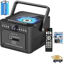 Boombox Cassette CD Player Bluetooth5.1 with 5000mAh Battery,5W Dual Stereo S...