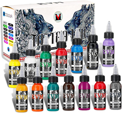 Tattoo Ink Set 14 Pcs Colors 1Oz (30Ml) Tattoo Supply Indoor Tattoo Studio Renow