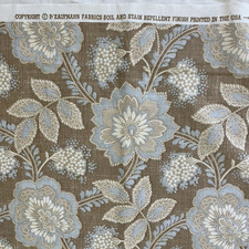 P Kaufmann Fabric Upholstery Decorator Brown Blue Florals 5 Yds x 56" W Drapery