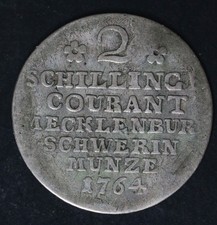 MECKLENBURG SCHWERIN 2 Schilling 1764 - Silver 0.437 - Error Strike - 431
