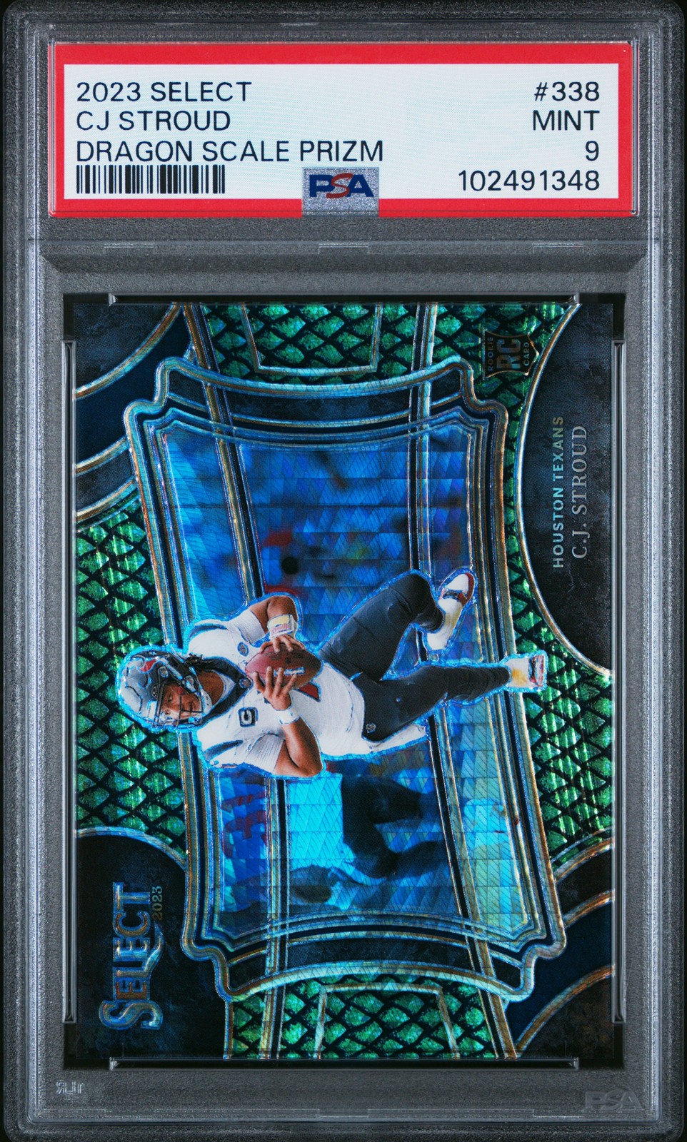 2023 PANINI SELECT DRAGON SCALE PRIZM #338 CJ STROUD 13/70 PSA 9