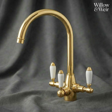 Antique Gold Kitchen Mixer Filter 3 Way Lever Tap Ideal for Belfast Butler Sink